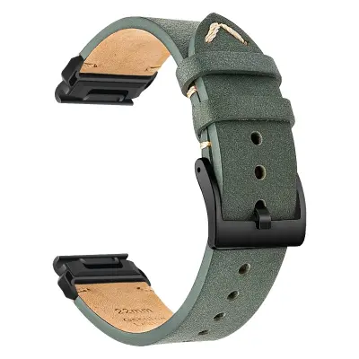 Vrhunski kožni remen za sat kompatibilan s Garmin Fenix 8/7X/3 - Moderan zamjenski remen Zelena