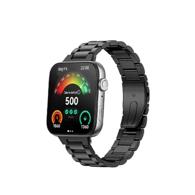 Kompatibilno s Huawei FIT 3/4 narukvicom za sat od nehrđajućeg čelika s trostrukim perlama - sučelje od 22 mm Crna