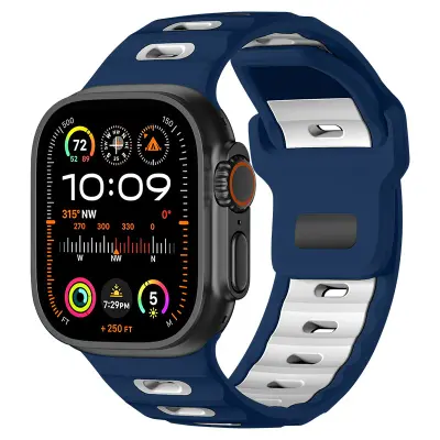 Stilski silikonski remen za Apple Watch 42/44/45/46/49mm Plava + Bijela