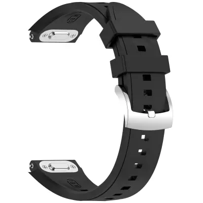 Silikonski remen s tipkom za pritiskanje i teksturom ledenog kristala (čelična kopča) 18MM univerzalno kompatibilan s Huawei 41/42MM kućištem sata Crn