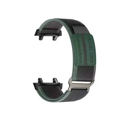 Zelena Crna Najlonska Tkana Narukvica Kompatibilna s Amazfit T-Rex 3 s Metalnom Kopčom Zelena Crna