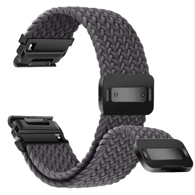Brzi magnetski elastični najlonski pleteni remen kompatibilan sa serijom Garmin Fenix Siva