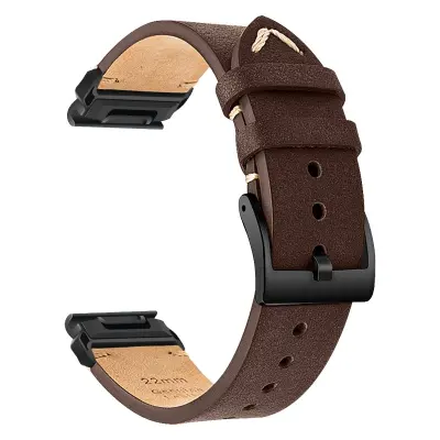 Vrhunski kožni remen za sat kompatibilan s Garmin Fenix 8/7X/3 - Moderan zamjenski remen Tamno smeđa