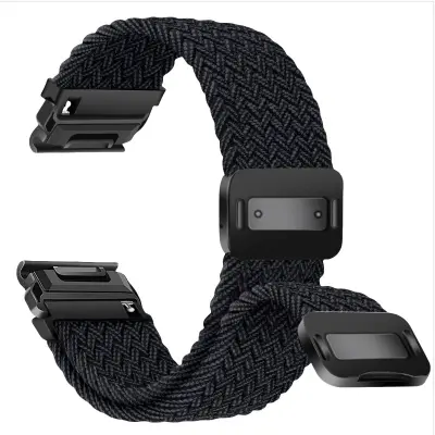 Brzi magnetski elastični najlonski pleteni remen kompatibilan sa serijom Garmin Fenix Crna