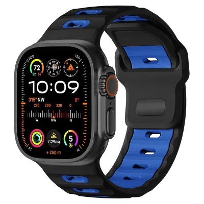 Stilska silikonska narukvica za Apple Watch 42/44/45/46/49mm Crna+Plava