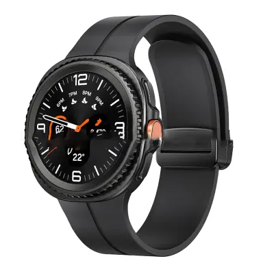 Magnetski sklopivi silikonski remen za kompatibilni Samsung Galaxy Watch 8 Classic & Watch 8 Crna