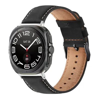 Crni Kožni Remen za Sat za Samsung Watch 7 Ultra (47MM) - Novo 2024 Crna