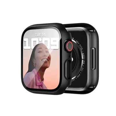Zaštitna futrola kompatibilna s Apple Watch 46 mm (10. generacija) - Crni PC + kaljeno staklo Crna