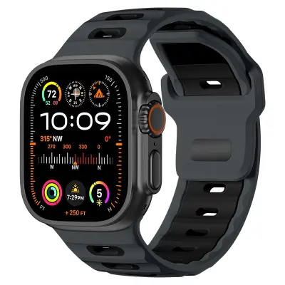 Stilski silikonski remen za Apple Watch Series 1-10 Crna
