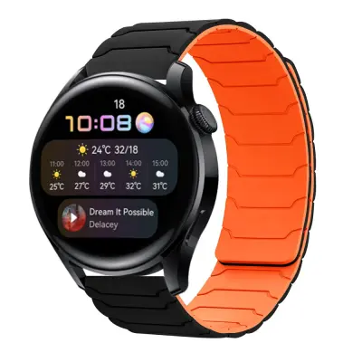 Silikonski magnetski remen za sat kompatibilan sa Samsung Watch 5/6/7, Huawei GT3/4/5 i Amazfit - 20/22 mm Crna Narančasta