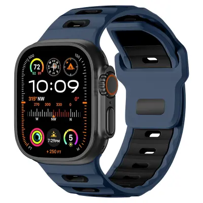 Stilski silikonski remen za Apple Watch 42/44/45/46/49mm Crna+Plava