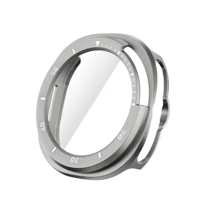 Zaštitna futrola kompatibilna sa Samsung Watch 8 - Integrirana futrola sa skalom Sivkasto bijela