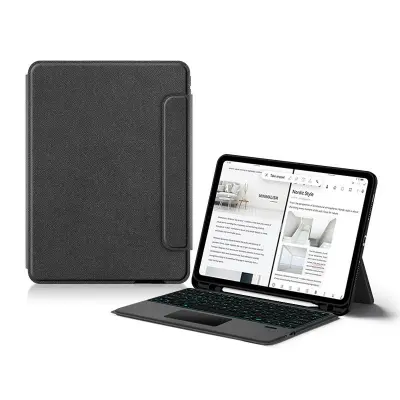 2-u-1 futrola s tipkovnicom i dodirnom pločicom, kompatibilna s iPad Air 4/5 10.9'', Bluetooth tipkovnica + zaštitna futrola Crna