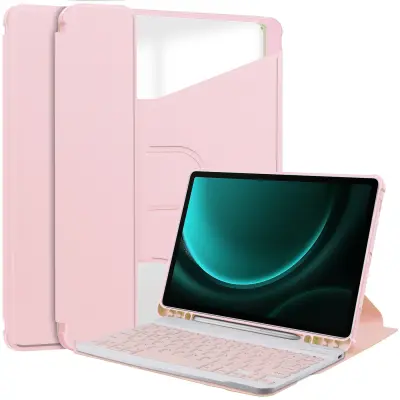 360° Rotirajuća Bluetooth tipkovnica Futrola Kompatibilna s Xiaomi Pad 7 / 7 Pro 11.2-inčnim (s utorom za olovku) - Roza Roza
