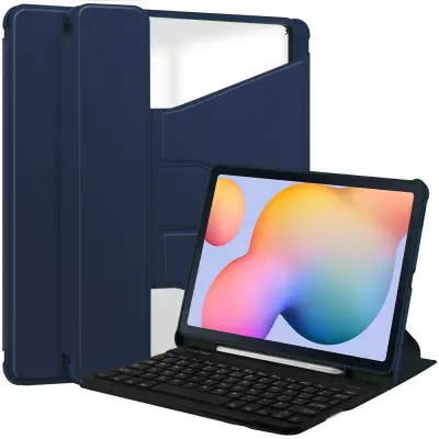 360° Rotirajuća futrola s Bluetooth tipkovnicom kompatibilna sa Samsung Tab S10 FE/S9 FE/S9 11-inčnim uređajem - Tamno plava Tamno plava