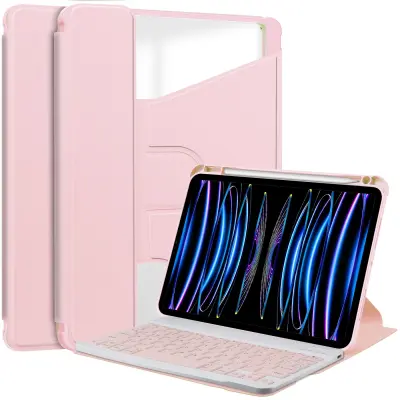 360° Bluetooth Etui s Tipkovnicom za iPad 11(A16)/iPad 10th 10.9'' Roza
