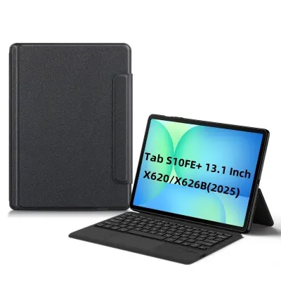 2-u-1 futrola s tipkovnicom i touchpadom kompatibilna s Tab S10 FE+ 13.1 Inch (SM-X620\/X626B 2025) - Zaštitna futrola s Bluetooth tipkovnicom Crna