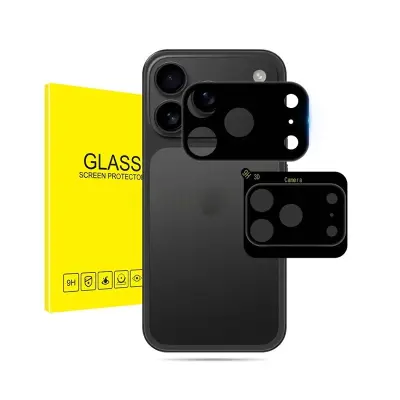 Crna zaštita za leću kamere (2 komada) Kompatibilna s iPhone 17 - Kaljeno staklo, protiv otisaka prstiju Crna