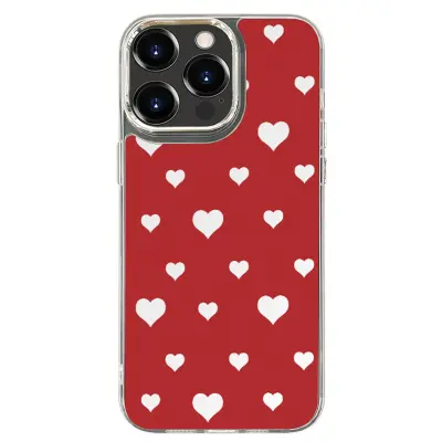 Zrcalna oslikana futrola za telefon - Dizajn srca za iPhone 16 Crvena