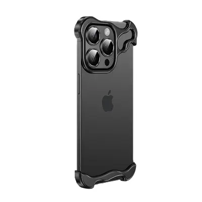 Jedinstvena futrola s metalnim okvirom + folija za leće za iPhone Crna