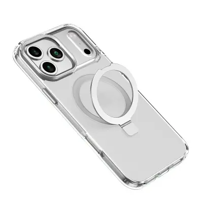 Srebrna futrola za telefon kompatibilna s iPhone 15 Plus/14 Plus - magnetska, otporna na udarce s nevidljivim stalkom Srebrna