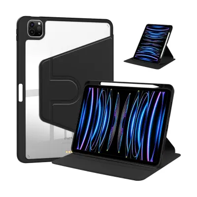 360° Rotirajuća PU Kožna Akrilna Futrola za iPad Pro 11/10.9 s Utorom za Olovku Crna