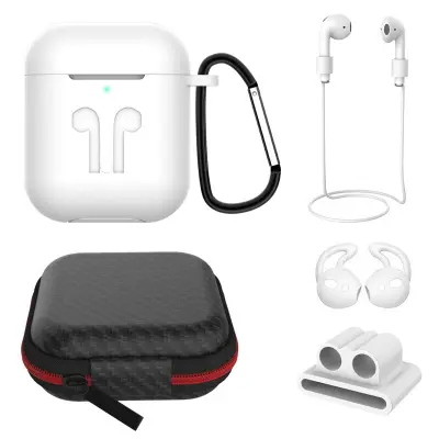 Airpods zaštitna futrola, set od 6 komada, kompatibilno s Airpodsima, otporno na udarce, protiv ogrebotina, protiv otisaka prstiju, silikonski poklopa