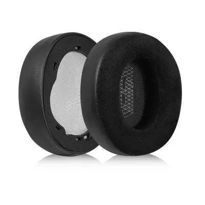 Zamjenski jastučići za uši za JBL LIVE 650BTNC, crna koža i baršun, s kopčama Crna