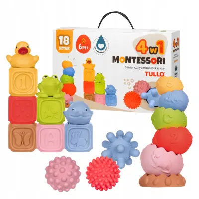 senzorni blokovi, vozila, loptice - Montessori set 14 kom.