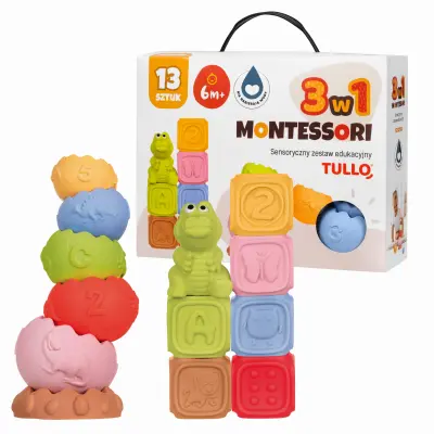 senzorni blokovi, piramida, loptice - Montessori set 18 kom.