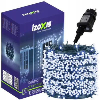 Vanjski božićni lanac s lampicama 500 LED hladno bijela 8 funkcija 35m