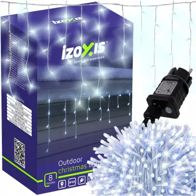 Vanjska božićna lampica zavjesa 300 LED hladno bijela 8 funkcija 15m