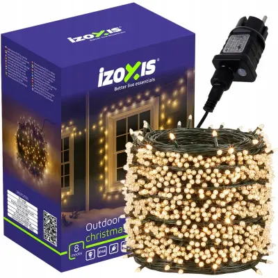 Vanjski božićni lanac s lampicama 500 LED toplo bijela 8 funkcija 35m