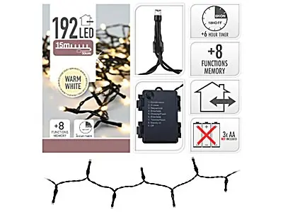 Nampook kerst led verlichting 192 batterij warm wit