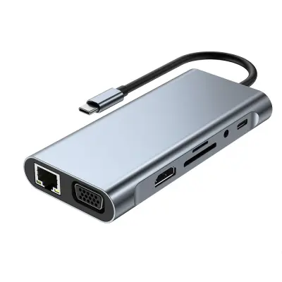11-u-1 USB C Hub Multiport Adapter - Povežite više uređaja Siva