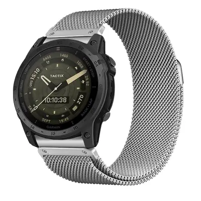 Milanski magnetski metalni remen kompatibilan s Garmin Fenix 8/965/Tactix 8 Srebrna