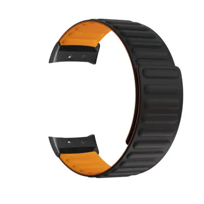 Silikonska magnetska narukvica kompatibilna s Garmin Forerunner 45/45S/Swim 2 - Više boja Crna+Narančasta