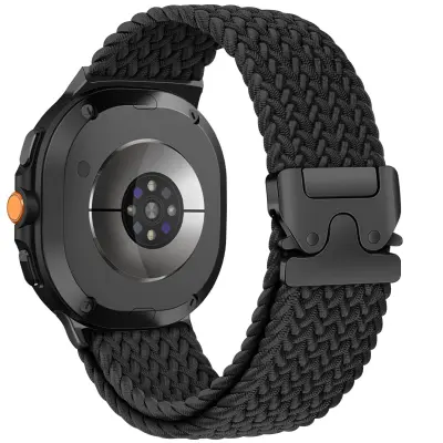 Elastična pletena najlonska narukvica s kopčom na padobran, 40/44mm, kompatibilna sa Samsung Galaxy Watch 8 Classic Crna