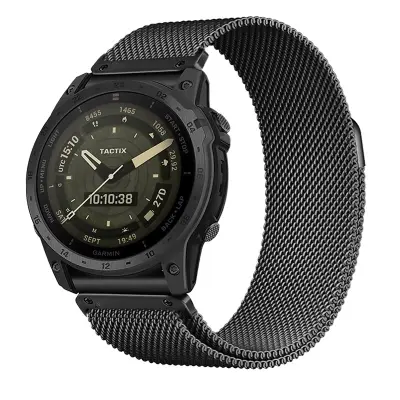 Milanski magnetski metalni remen kompatibilan s Garmin Fenix 8/965/Tactix 8 Crna