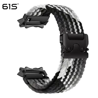 Pletena elastična najlonska narukvica s kopčom za padobran kompatibilna s Amazfit T-Rex 3 Crno+Sivo
