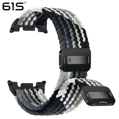 46mm magnetska kopča elastična pletena najlonska narukvica kompatibilna sa Samsung Galaxy Watch 8 Classic Crna+Siva