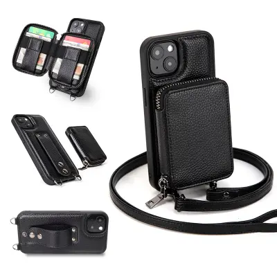 Odvojiva futrola za iPhone s crossbody remenom Crna