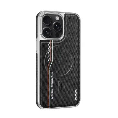 Crna magnetska futrola kompatibilna s iPhone 17 Pro - Dijamantska tekstura, zaštita od udaraca Crna