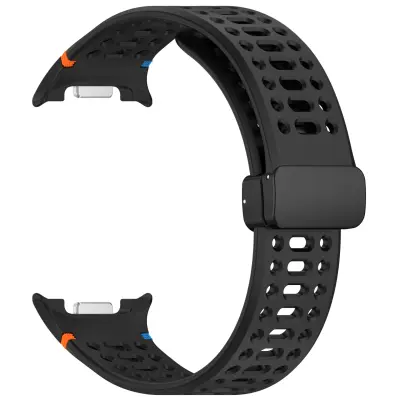 Magnetska kopča Prozračna silikonska narukvica za kompatibilni Samsung Watch 8/8 Classic Crna