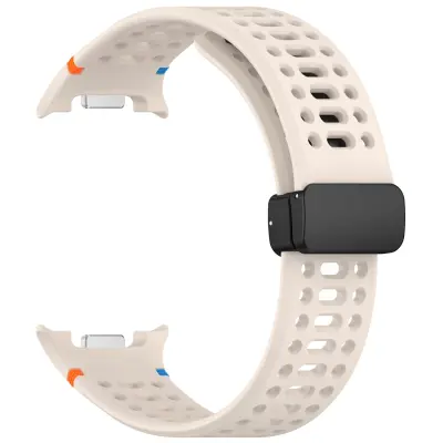 Magnetska kopča Prozračna silikonska narukvica za kompatibilni Samsung Watch 8/8 Classic Bež