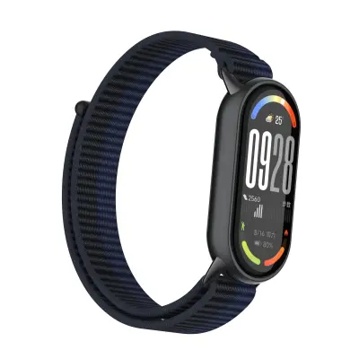 Najlonski remen kompatibilan s Xiaomi Mi Band 10/9/8 (Redovno izdanje) s metalnim konektorima Tamnoplava