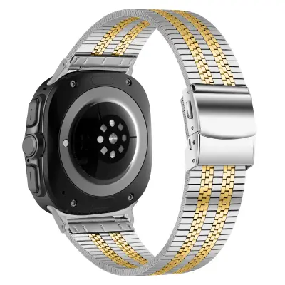 Vrhunski remen od nehrđajućeg čelika s kopčom za kornjaču i pet perli za Samsung Galaxy Watch ultra 8 srebrna+zlatna