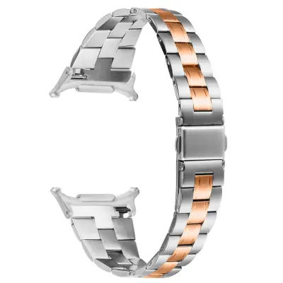 Tanak remen za sat od nehrđajućeg čelika s tri perle za kompatibilni Samsung Galaxy Watch 8 Ružičasto zlato