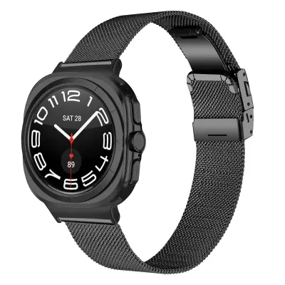 Milanska omča od nehrđajućeg čelika kompatibilna sa Samsung Watch 8 Crna