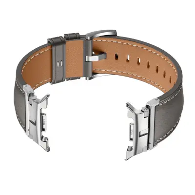 Kožna narukvica za sat kompatibilna sa Samsung Galaxy Watch8 i Watch8 Classic - Siva sa srebrnom kopčom, 22 mm Siva